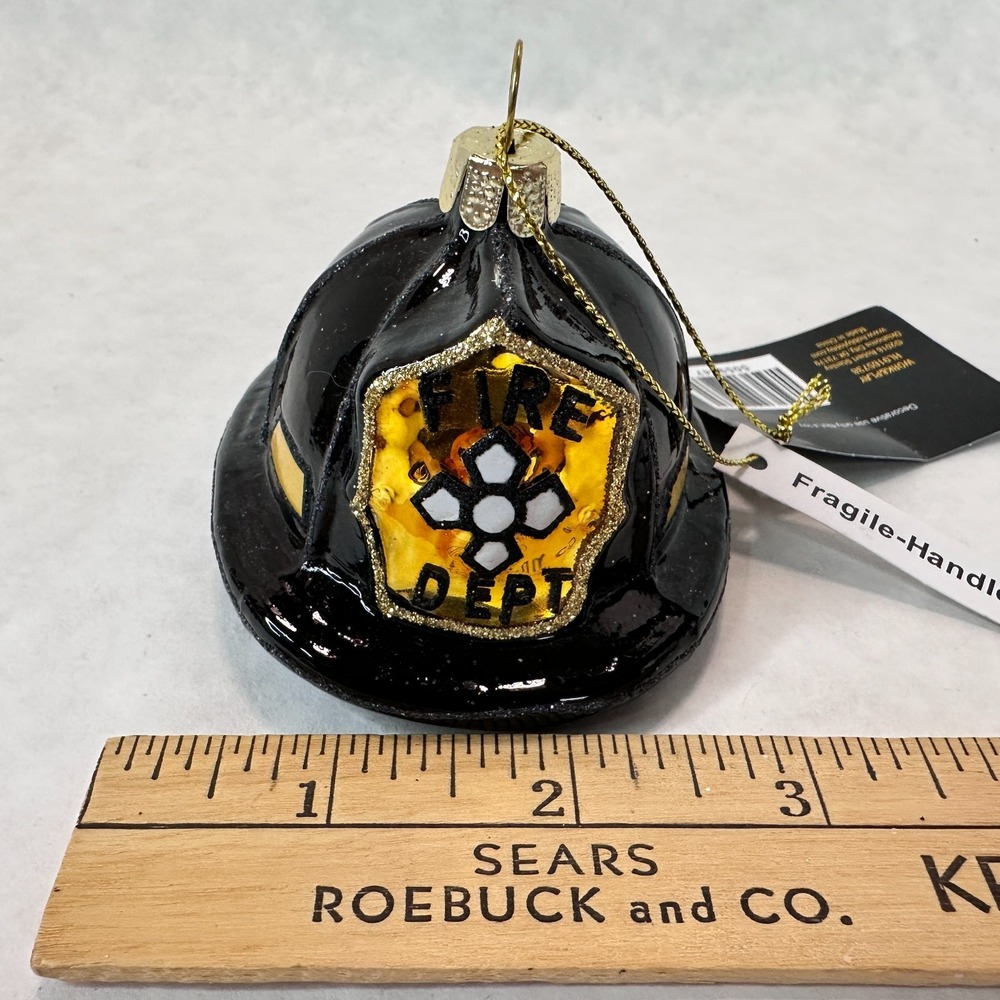 Fire Fighter Christmas Ornament Set of 3 Fire Truck Helmet Fireman Captain NEW - Picture 6 of 16